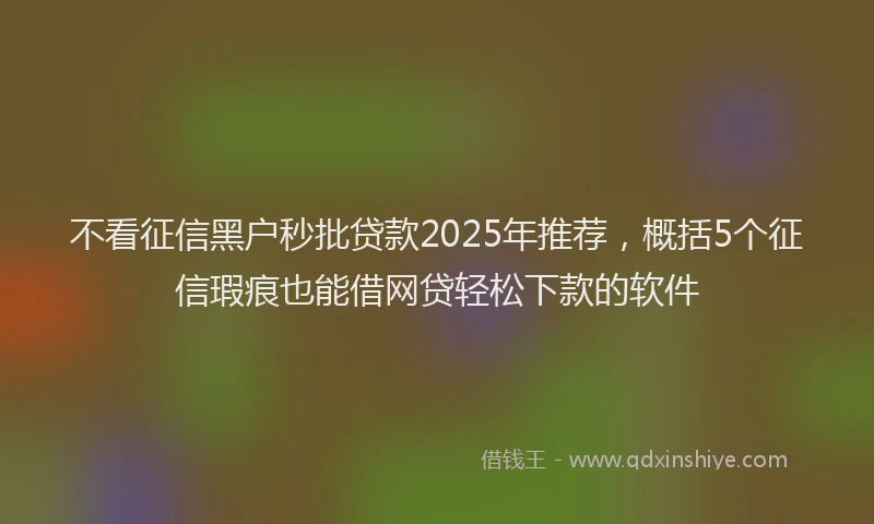 不看征信黑户秒批贷款2025年推荐，概括5个征信瑕疵也能借网贷轻松下款的软件