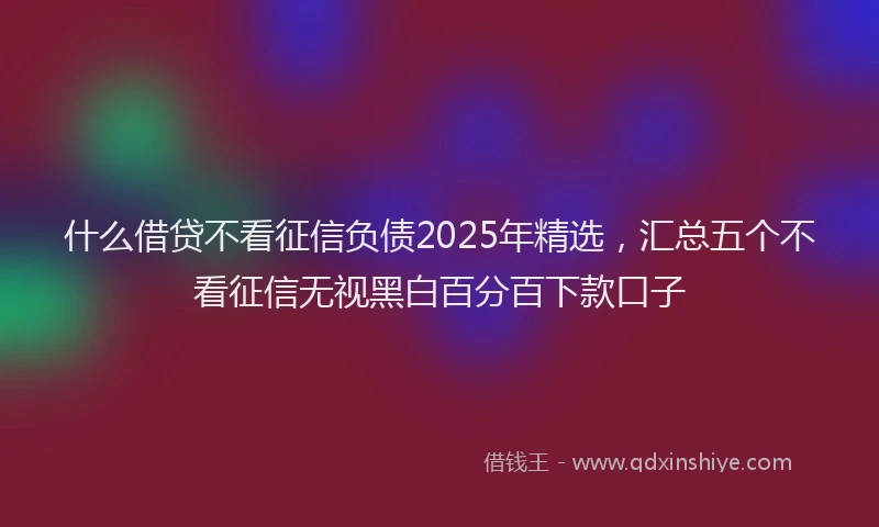 什么借贷不看征信负债2025年精选，汇总五个不看征信无视黑白百分百下款口子