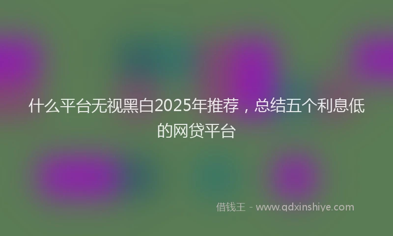 什么平台无视黑白2025年推荐，总结五个利息低的网贷平台