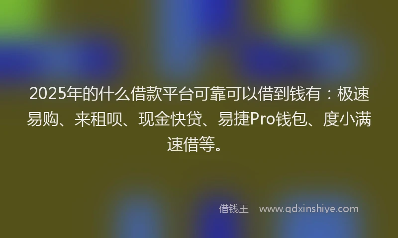 2025年的什么借款平台可靠可以借到钱有：极速易购、来租呗、现金快贷、易捷Pro钱包、度小满速借等。