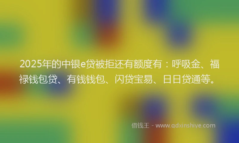 2025年的中银e贷被拒还有额度有：呼吸金、福禄钱包贷、有钱钱包、闪贷宝易、日日贷通等。