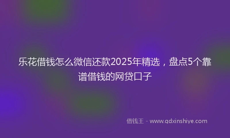 乐花借钱怎么微信还款2025年精选，盘点5个靠谱借钱的网贷口子