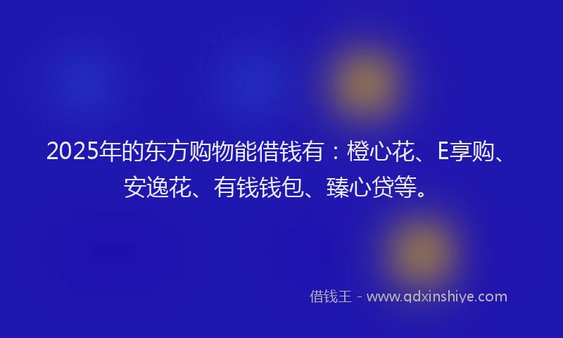 2025年的东方购物能借钱有：橙心花、E享购、安逸花、有钱钱包、臻心贷等。