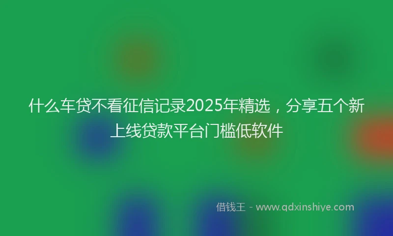 什么车贷不看征信记录2025年精选，分享五个新上线贷款平台门槛低软件