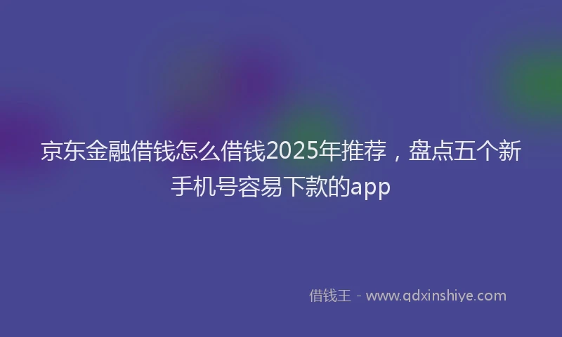 京东金融借钱怎么借钱2025年推荐，盘点五个新手机号容易下款的app