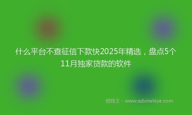 什么平台不查征信下款快2025年精选，盘点5个11月独家贷款的软件