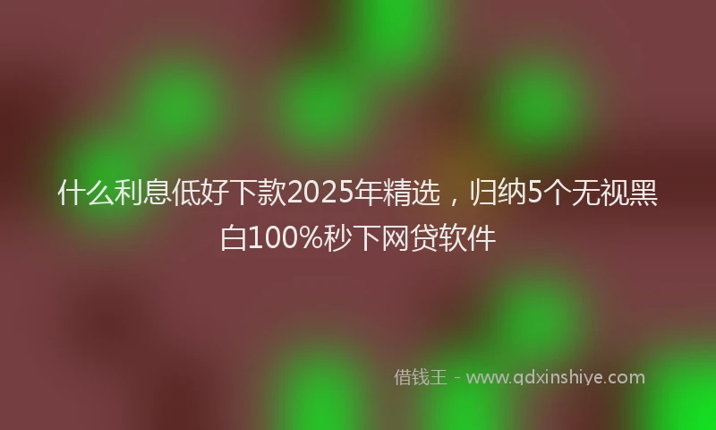 什么利息低好下款2025年精选，归纳5个无视黑白100%秒下网贷软件
