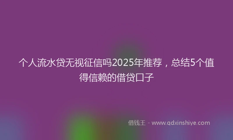 个人流水贷无视征信吗2025年推荐，总结5个值得信赖的借贷口子