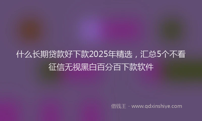 什么长期贷款好下款2025年精选，汇总5个不看征信无视黑白百分百下款软件