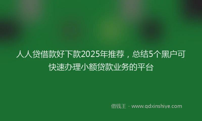 人人贷借款好下款2025年推荐，总结5个黑户可快速办理小额贷款业务的平台