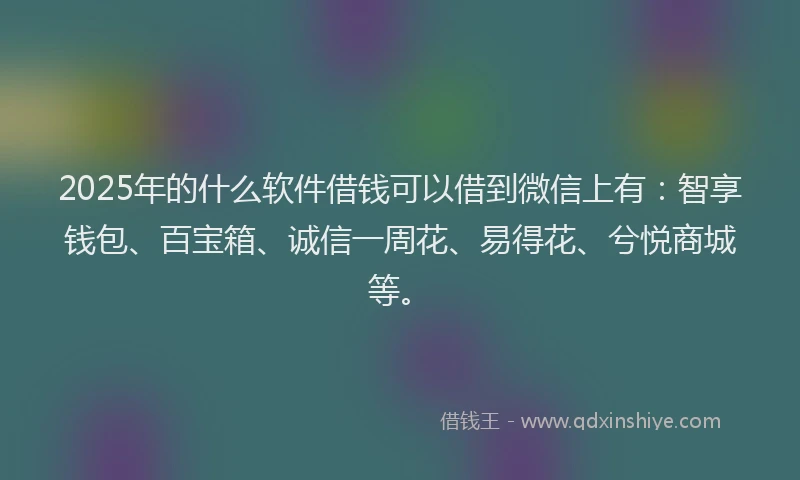 2025年的什么软件借钱可以借到微信上有：智享钱包、百宝箱、诚信一周花、易得花、兮悦商城等。