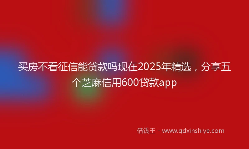 买房不看征信能贷款吗现在2025年精选，分享五个芝麻信用600贷款app