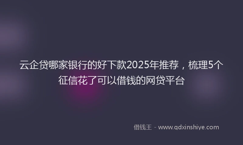 云企贷哪家银行的好下款2025年推荐，梳理5个征信花了可以借钱的网贷平台