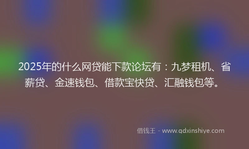 2025年的什么网贷能下款论坛有：九梦租机、省薪贷、金速钱包、借款宝快贷、汇融钱包等。
