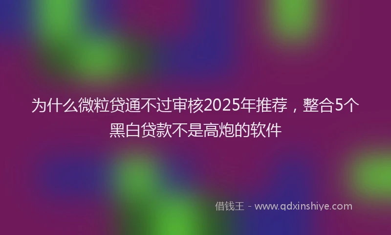 为什么微粒贷通不过审核2025年推荐，整合5个黑白贷款不是高炮的软件