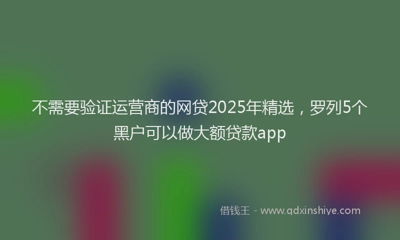 不需要验证运营商的网贷2025年精选，罗列5个黑户可以做大额贷款app