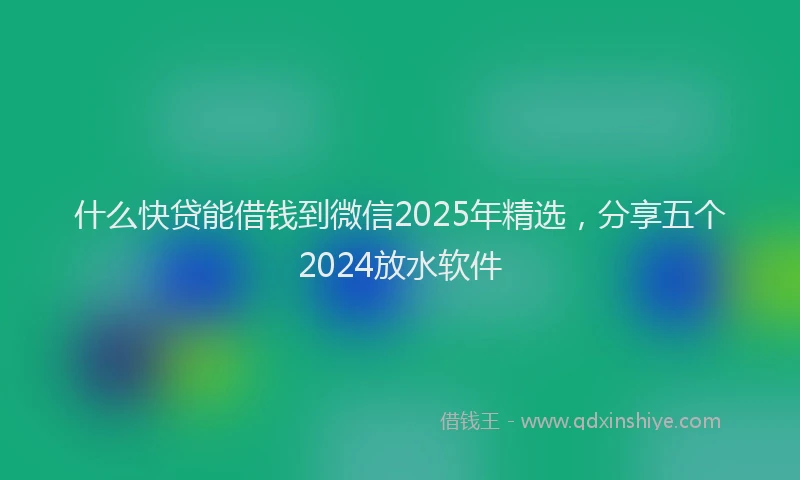 什么快贷能借钱到微信2025年精选，分享五个2024放水软件
