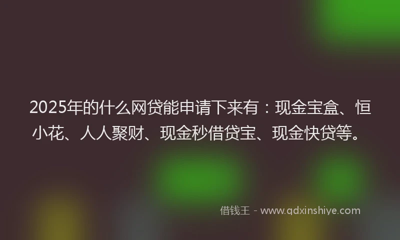 2025年的什么网贷能申请下来有：现金宝盒、恒小花、人人聚财、现金秒借贷宝、现金快贷等。
