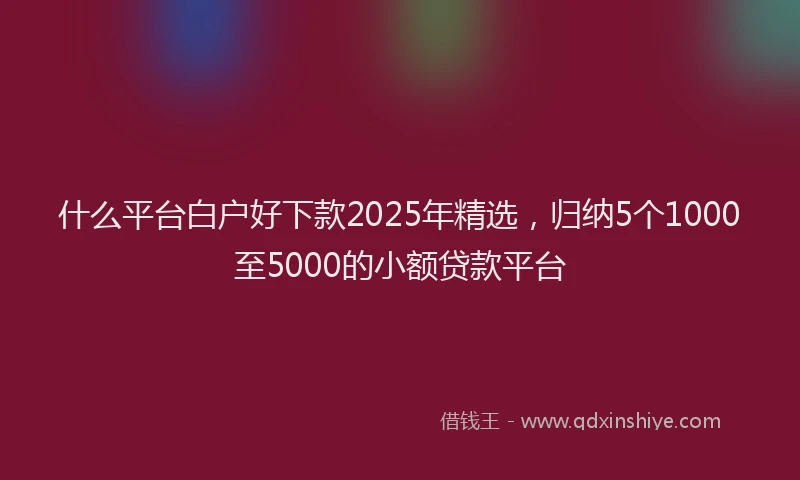 什么平台白户好下款2025年精选，归纳5个1000至5000的小额贷款平台