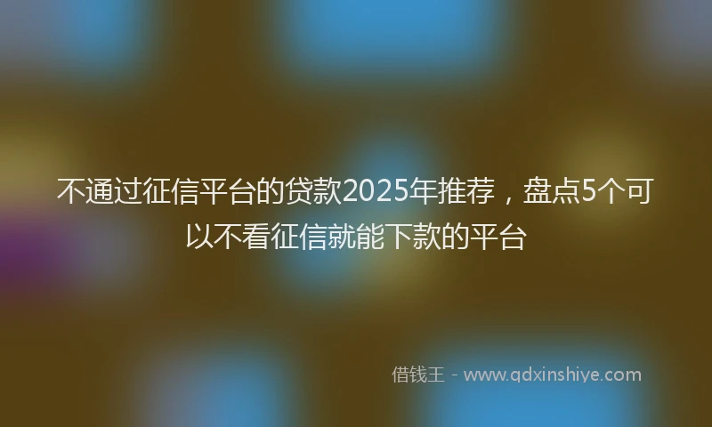 不通过征信平台的贷款2025年推荐，盘点5个可以不看征信就能下款的平台