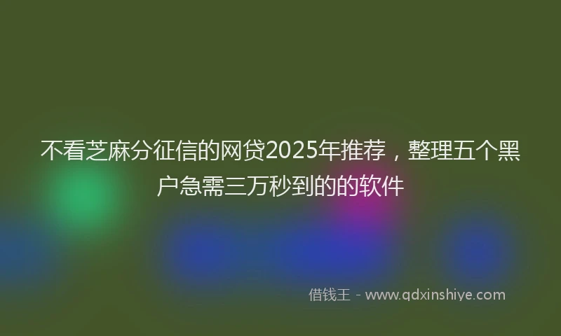 不看芝麻分征信的网贷2025年推荐，整理五个黑户急需三万秒到的的软件