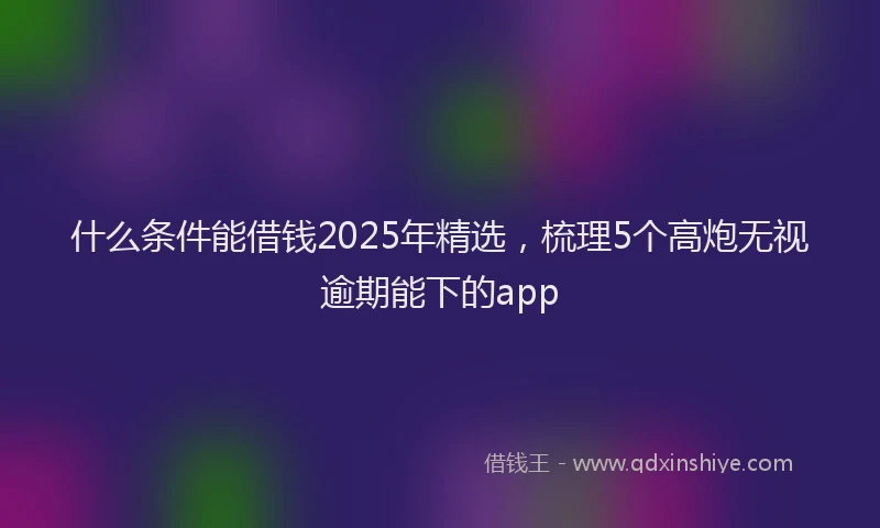 什么条件能借钱2025年精选，梳理5个高炮无视逾期能下的app