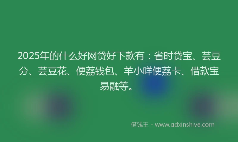 2025年的什么好网贷好下款有：省时贷宝、芸豆分、芸豆花、便荔钱包、羊小咩便荔卡、借款宝易融等。