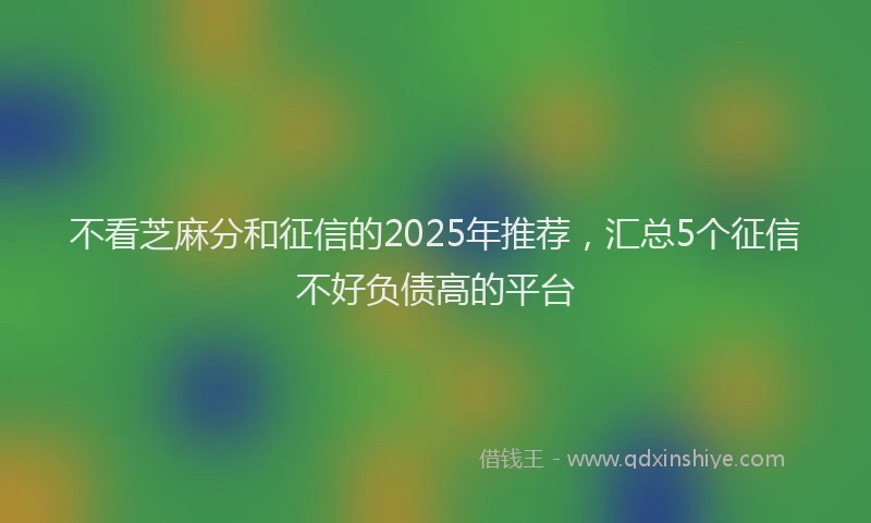 不看芝麻分和征信的2025年推荐，汇总5个征信不好负债高的平台