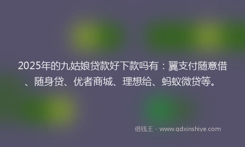2025年的九姑娘贷款好下款吗有：翼支付随意借、随身贷、优者商城、理想给、蚂蚁微贷等。