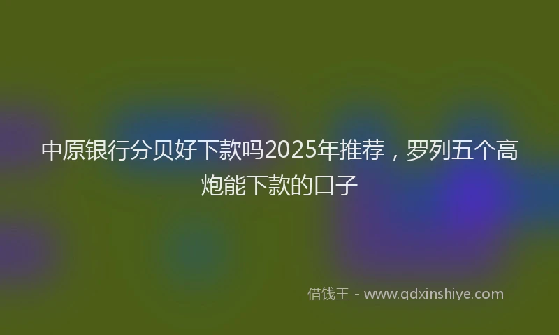 中原银行分贝好下款吗2025年推荐，罗列五个高炮能下款的口子