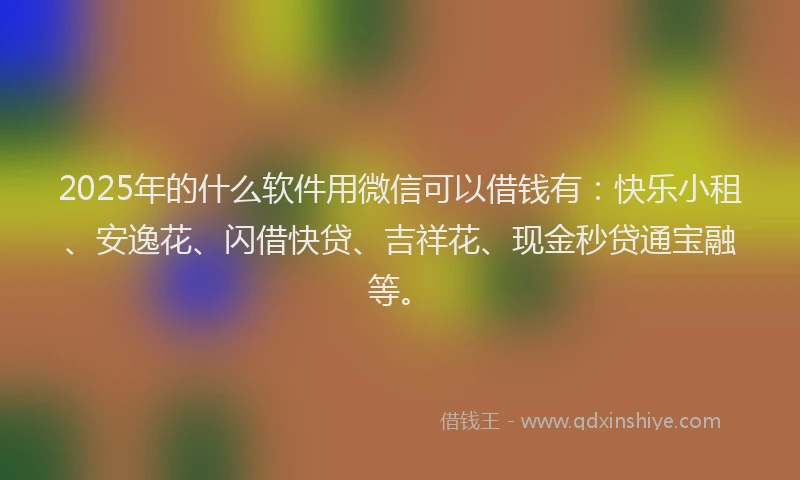 2025年的什么软件用微信可以借钱有：快乐小租、安逸花、闪借快贷、吉祥花、现金秒贷通宝融等。