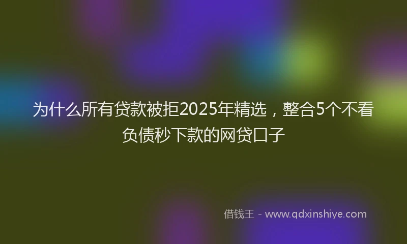 为什么所有贷款被拒2025年精选，整合5个不看负债秒下款的网贷口子