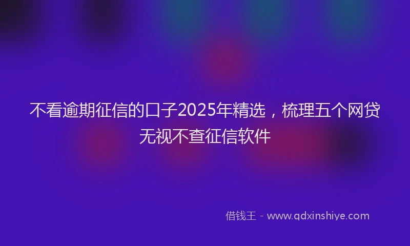 不看逾期征信的口子2025年精选，梳理五个网贷无视不查征信软件