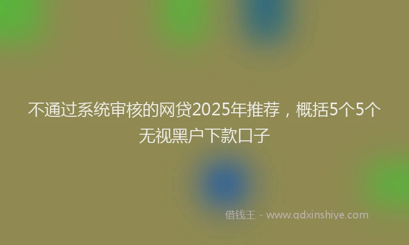 不通过系统审核的网贷2025年推荐，概括5个5个无视黑户下款口子