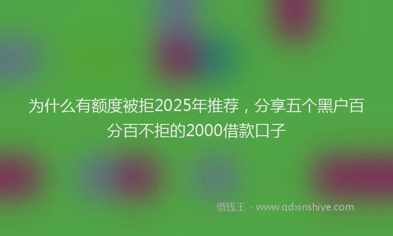 为什么有额度被拒2025年推荐，分享五个黑户百分百不拒的2000借款口子
