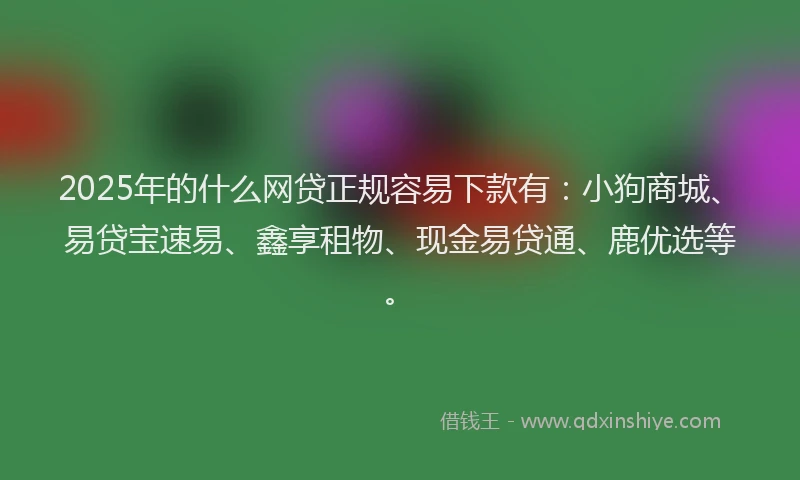 2025年的什么网贷正规容易下款有：小狗商城、易贷宝速易、鑫享租物、现金易贷通、鹿优选等。