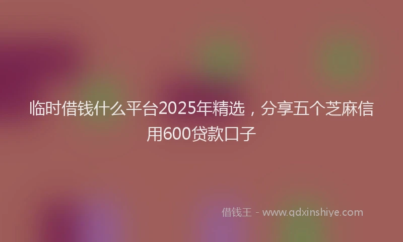 临时借钱什么平台2025年精选，分享五个芝麻信用600贷款口子