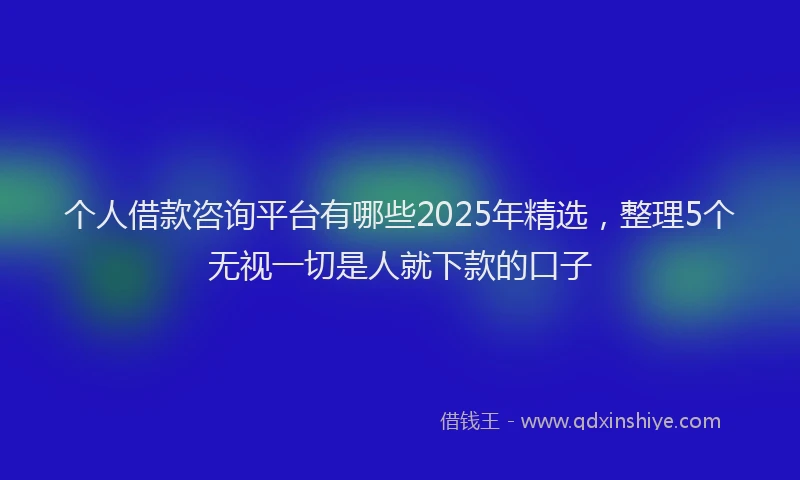 个人借款咨询平台有哪些2025年精选，整理5个无视一切是人就下款的口子