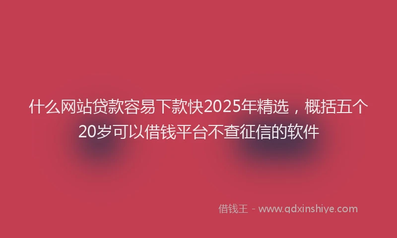 什么网站贷款容易下款快2025年精选，概括五个20岁可以借钱平台不查征信的软件