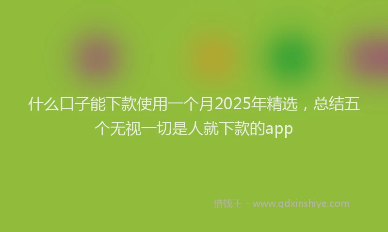 什么口子能下款使用一个月2025年精选，总结五个无视一切是人就下款的app