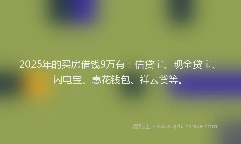 2025年的买房借钱9万有：信贷宝、现金贷宝、闪电宝、惠花钱包、祥云贷等。