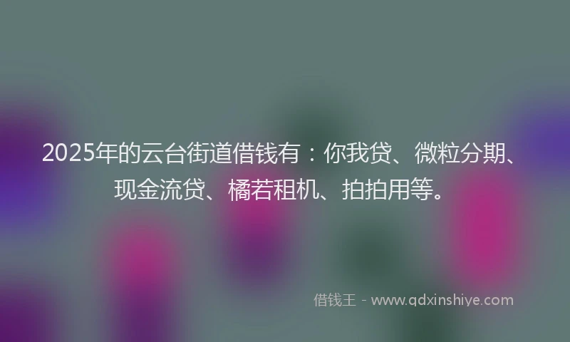 2025年的云台街道借钱有：你我贷、微粒分期、现金流贷、橘若租机、拍拍用等。