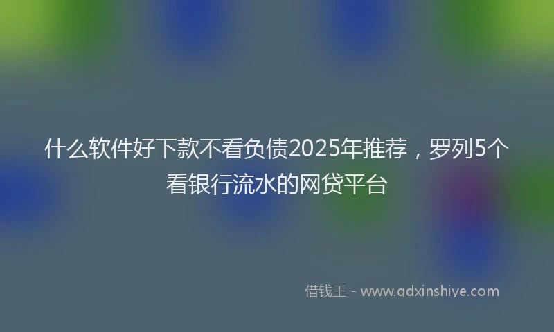 什么软件好下款不看负债2025年推荐，罗列5个看银行流水的网贷平台