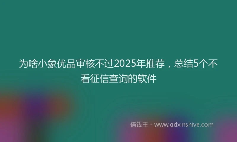 为啥小象优品审核不过2025年推荐，总结5个不看征信查询的软件