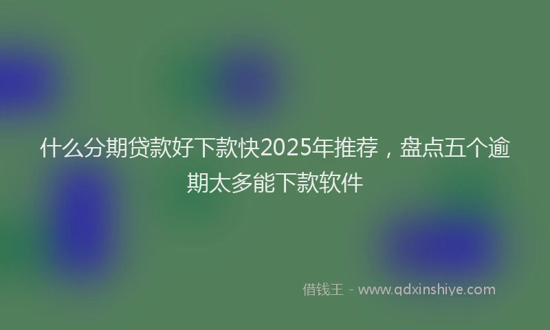 什么分期贷款好下款快2025年推荐，盘点五个逾期太多能下款软件