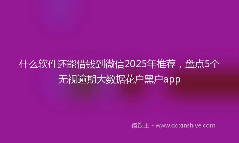 什么软件还能借钱到微信2025年推荐，盘点5个无视逾期大数据花户黑户app