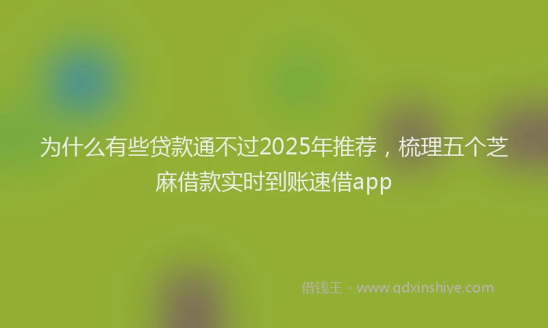 为什么有些贷款通不过2025年推荐，梳理五个芝麻借款实时到账速借app