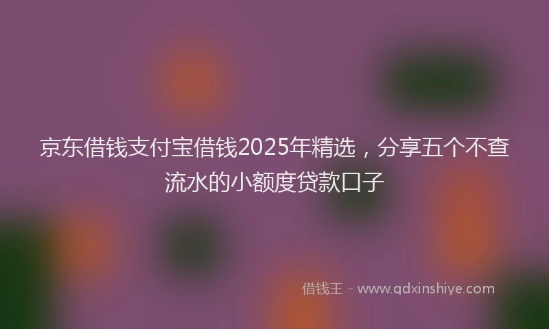 京东借钱支付宝借钱2025年精选，分享五个不查流水的小额度贷款口子