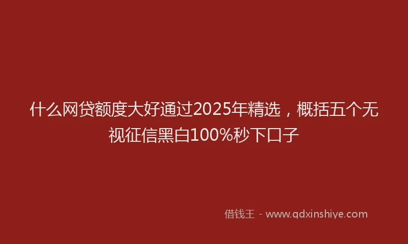 什么网贷额度大好通过2025年精选，概括五个无视征信黑白100%秒下口子