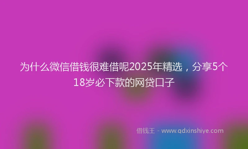 为什么微信借钱很难借呢2025年精选，分享5个18岁必下款的网贷口子